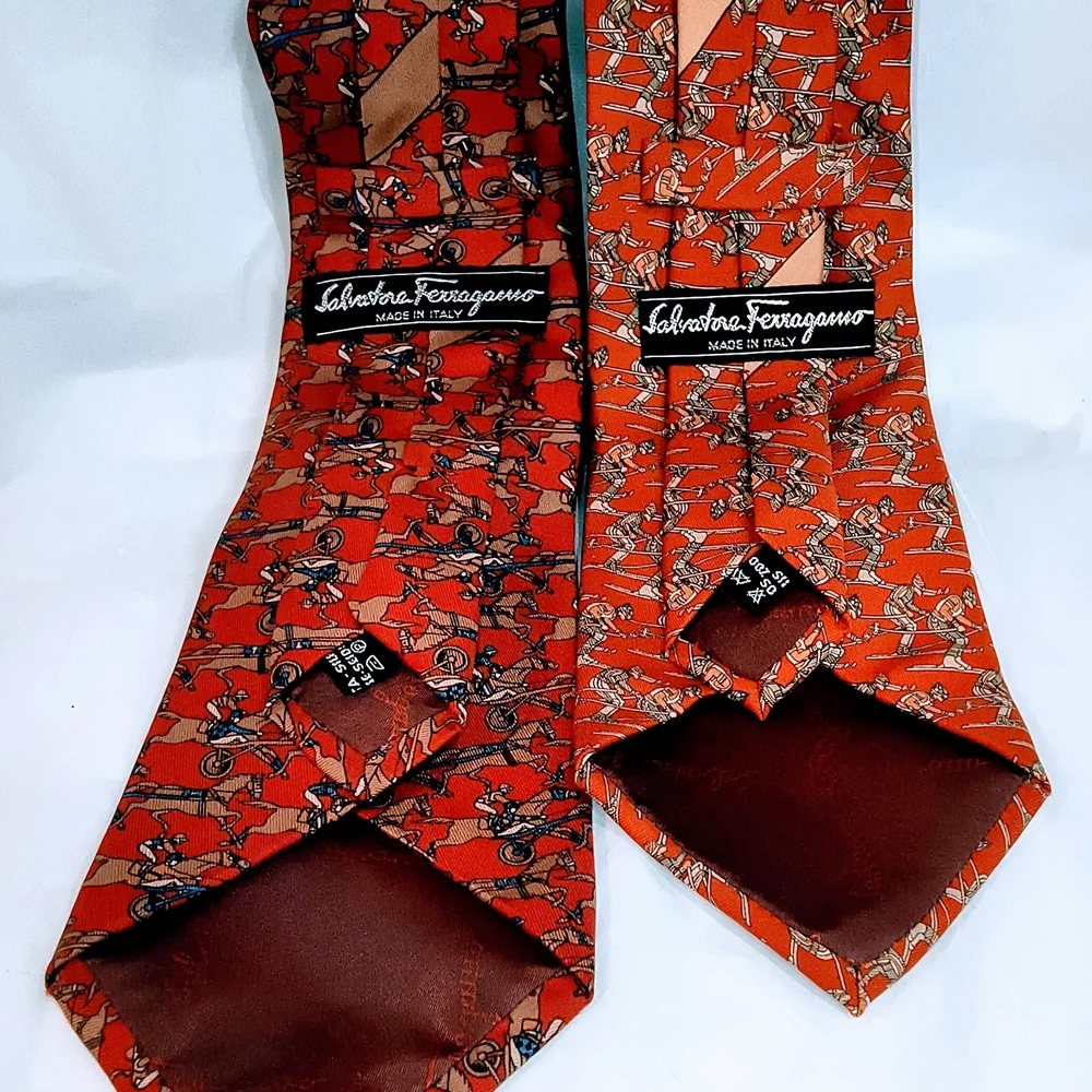 FERRAGAMO - 2 Red / Brown Patterned‎ Salvatore Ferragamo Ties Bundle